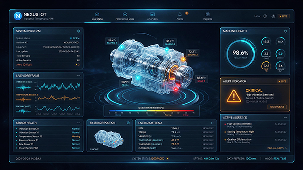 Dashboard industriel IHM et intégration code HTML CSS JS WebSite X5 Pro